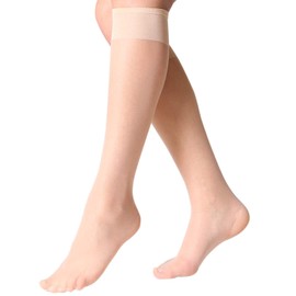 MANZI 12 Pairs Lady's Sheer Knee High Stockings (12 Pairs Nude)