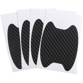 GMWD 4 piezas universales de fibra de carbono para manija de puerta de coche, antiarañazos, protector de manija de puerta automática (negro)