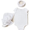 Barefoot Dreams CozyTerry Onesie Baby Bundle with Buddie Blanket, Onesie and Headband, Baby Clothes for Girls-3 Pieces, Sea Salt, MD