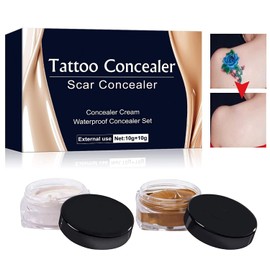 Tattoo Cover Up Makeup Waterproof, Tattoo Cover Up Concealer,2 Colors Professional Scar and Blemish Coverage for Tattoos Scars,Spots Invisible & Natural