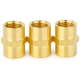 ChillWaves Brass Pipe Fitting, Hex Coupling 1/2" NPT Female x 1/2" NPT Female Thread Adapter(3-PACK)