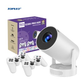 Topleo games proyectores outdoor hy300 pro led home overhead projector with game smart android portable mini 4k video projectorcolor: White, accessories: Bag, plug: US