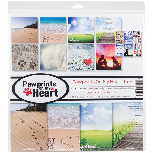 Reminisce PAW-200 Pawprints on My Heart Scrapbook Kit, 12x12 inches