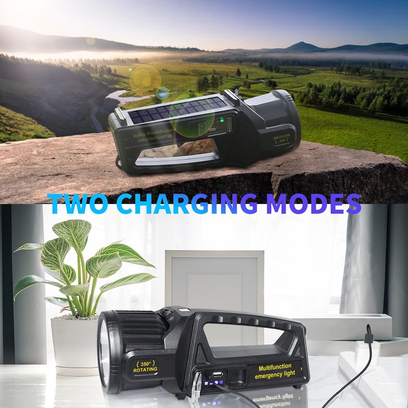 1300000 L Spotlight, Rechargeable Led Spotlight Flashlight with 350° Rotate