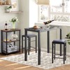 VECELO Dining Table Set with 2 Stools,3 Piece Counter Height