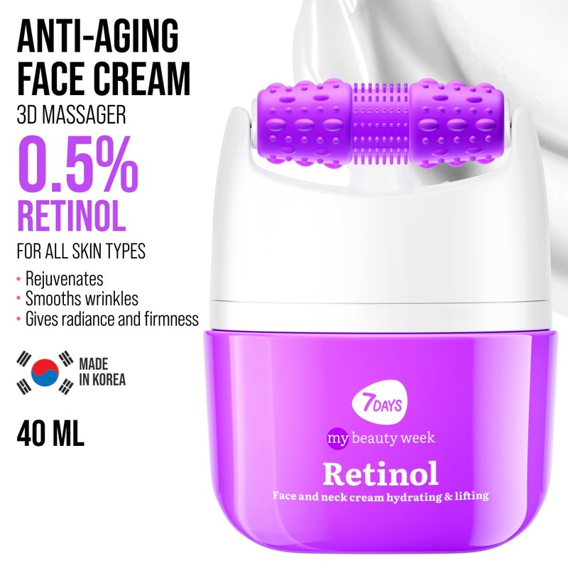 7DAYS Rejuvenating Face Cream with Retinol and Massager - 40ml