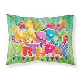 Caroline's Treasures APH8872PILLOWCASE Happy Birthday Fabric Standard Pillowcase Lightweight Super Soft Easy Care Decorative Artwork Pillowcase, Standard