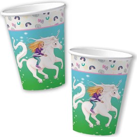 DH-Konzept 8 Party Cups * Star Tail * for Children's Birthday and Theme Party | Cups Made of Cardboard 200 ml | Laura Girls Horses Unicorn Children Party Birthday