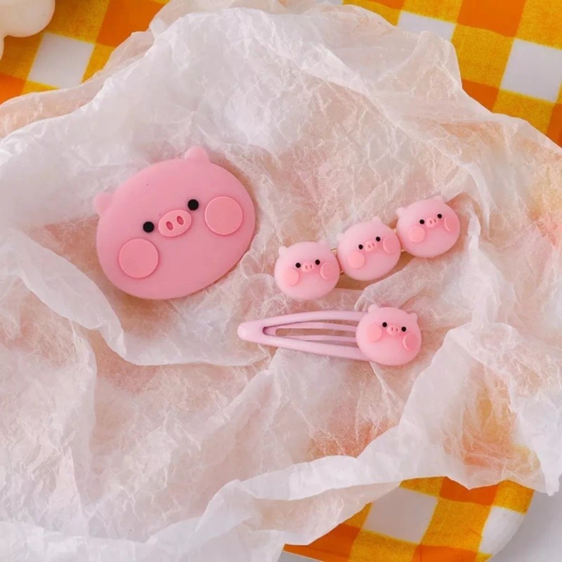 Miry Pink Cerdito Pinza Pelo Pig Set De 3 Cabello