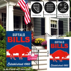 Bills Buffalo Bills Garden Flag 2 Sided Premium  12.5" X 18" Indoor Outdoor FREE Ship
