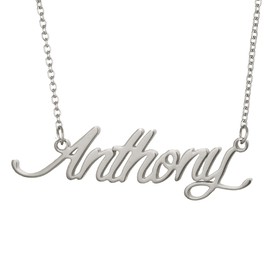 Aoloshow Anthony Name Pendant Necklace Nameplate Necklaces - Silver Stainless Steel Jewelry for Womens Mens Birthday Christmas Gift for Mother Grandma Best Friends