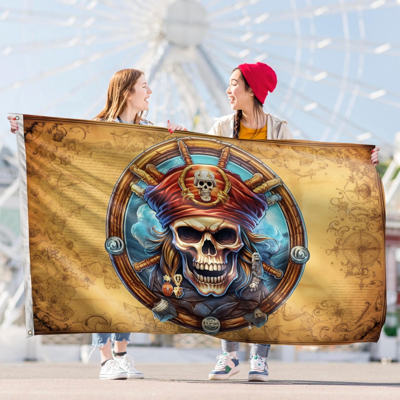 Pirate Flag – Jolly Roger Flag with Pirate Map Map