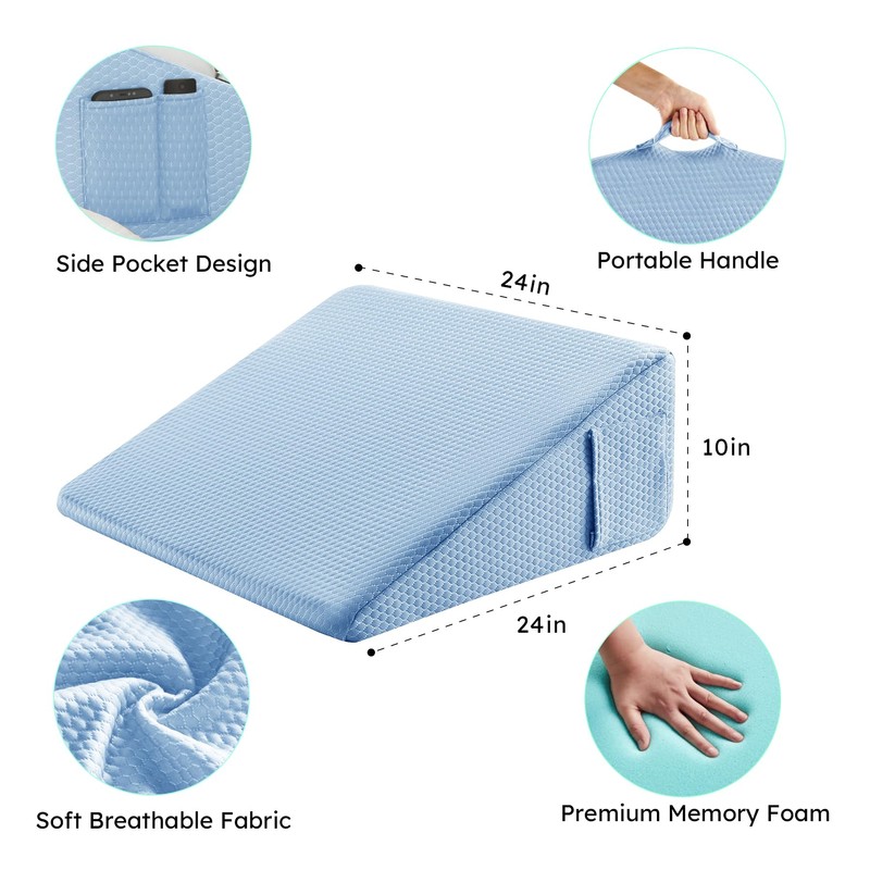 Bedluxe Wedge Pillow, 10 inch Bed Wedge Pillow for Headboard,