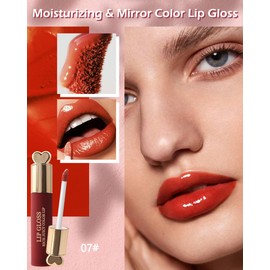 Shiny Hydrating Lip Gloss, Long Lasting Moisturising and Nourishing Lipstick, Waterproof Velvet Smooth Lip Tinted Gloss, Non-stick Smudge-proof Liquid Lip Balm for Girls 07#