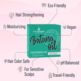 Batana Oil for Hair Growth Conditioner Bar. Eco Friendly, Vegan, Color Safe, pH Balanced. Solid Conditioner Bar Equal To 3 Liquid Bottles. Zero Plastic, USA Made, Strengthening & Dry Hair Relief