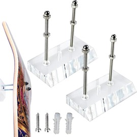 Dtoterul Skateboard Wall Mount Holder 2 Pieces Wall Mount Holder Transparent Skateboard Shelf Professional Display Clear Acrylic Wall Mount for Skateboard, DL-0423