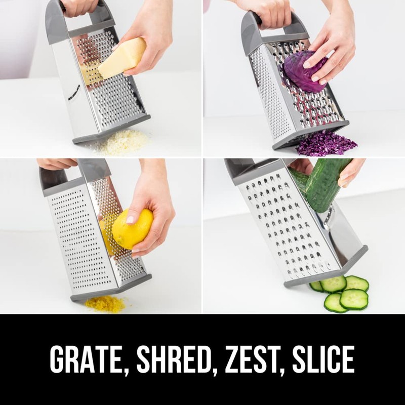 GORILLA GRIP 4-Sided 100% BPA-Free Cheese Grater With Container, Stainless