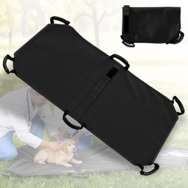 Geiserailie Transport Stretcher for Large Dogs with 6 Handles 47" L x 29" W Animal Folding Emergency Transport Carrier with Safety Strap, Max 250lbs (Black)