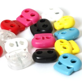 Cord Stopper, 2 Holes, 14 Pieces, 7 Colors, Cord Lock, Lace, Fastener, Drawcord, Stopper, Strap, Paracord, Chin Strap for Hats, Cord Lock, Handmade, Fasteners, Material Parts, DIY Crafts, Handmade Materials