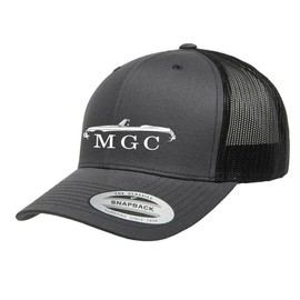 MG MGC Convertible British Sports Car Fully Embroidered Yupoong 6606 Snapback Trucker Fitted Cap Grey/Black