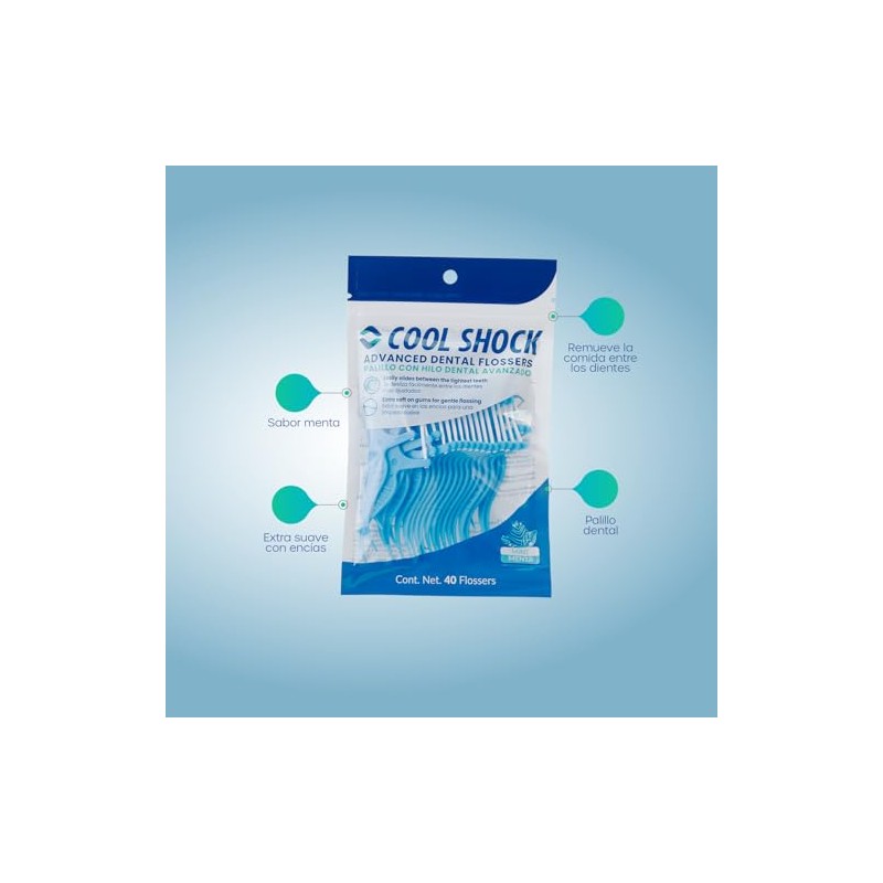 Cool Shock | Flossers con hilo firme y mango antideslizante.
