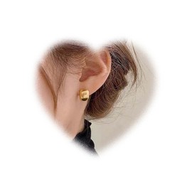 Chunky Stud Earrings Half Hoop Earrings Curved Hoop Earrings Thick C-shaped Hoop Earrings Chunky Open Hoop Earrings Gold Trendy Jewellery for Women and Girls Gifts, Alloy Steel