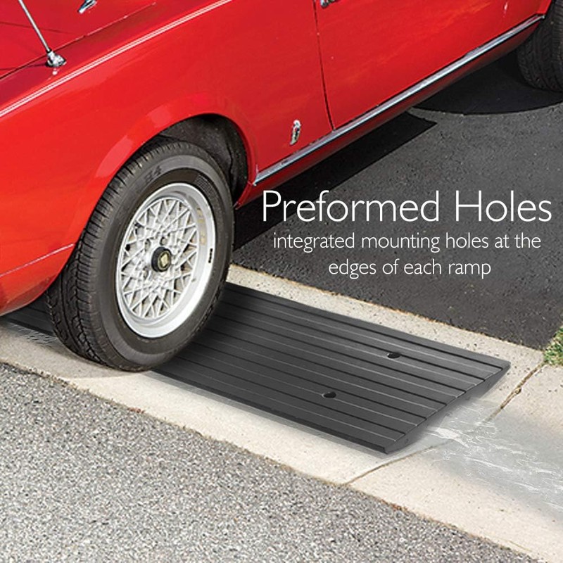 Pyle Car Driveway Curbside Bridge Ramp - Heavy Duty Rubber