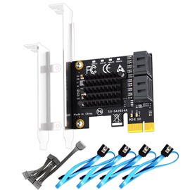 GLOTRENDS SA3034-C 4-Port PCIe X1 SATA Expansion Card with SATA and Power Cables, Compatible with Windows,Linux,Mac OS,NAS
