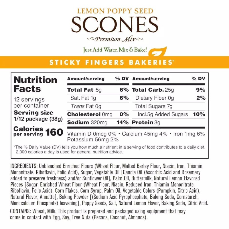 Sticky Fingers Bakeries Scones Mix Lemon Poppyseed 15 Oz