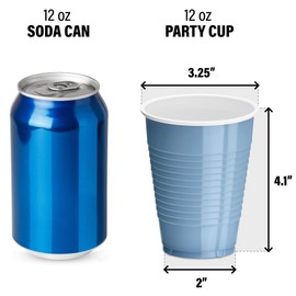 DecorRack 20 Party Cups 12 oz Disposable Plastic Cups for Birthday Party Bachelorette Camping Indoor Outdoor Events Beverage Drinking Cups (Light Blue, 20)