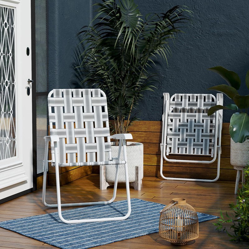 Novogratz Poolside Gossip, Priscilla Folding Chairs, 2-Pack, Gray