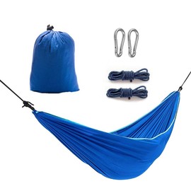 Camping Hammock - Ultralight Portable Lightweight Nylon with Hanging Straps for Backpacking, Travel, Beach, or Yard (Blue)