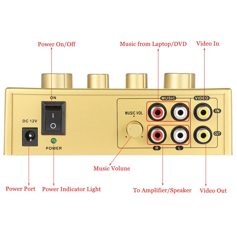Karaoke Sound Mixer Dual Mic Inputs With Cable