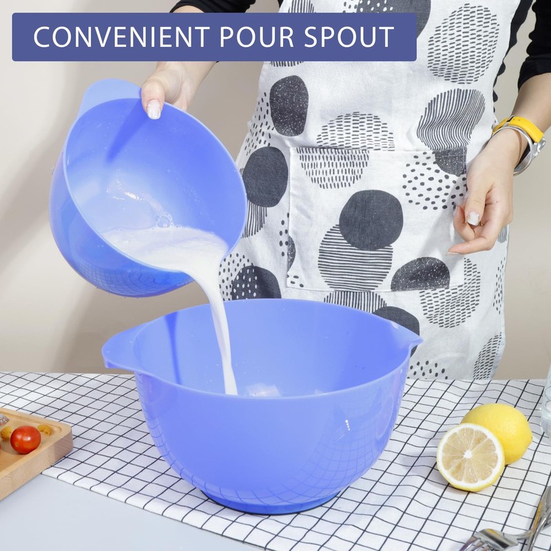 BoxedHome Mixing Bowl Set Plastic Salad Bowl Non-Slip Stackable Serving