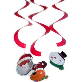 Homestreet Christmas Hanging Swirl Characters 3 Pack, Snowman, Reindeer And Santa Decorations