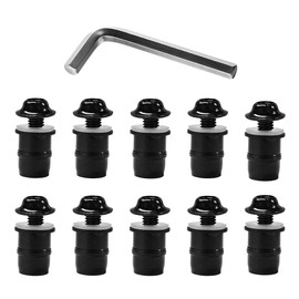 MUQIDA 10 PCS Motorcycle Windshield Bolts Screws Kit, Aluminum Alloy Motorbike Windscreen Body Fasteners, Universal Windshield Mounting Bolts with Wrench for Motorcycle Fairings (Black)