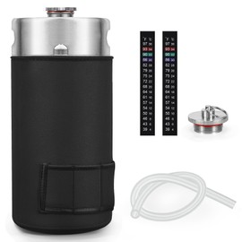 HGKEKE Mini Keg Growler 128oz Stainless Steel Mini Keg Portable Keg Homebrew Growler Pressurized Growler with Exhaust Valve Cap Mini Keg Insulator Sleeve Seal Knob Cover - Silver