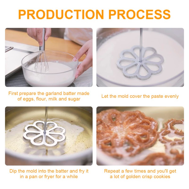 4Pack Metal Waffle Mould Set Durable Rosette Cookie Bunuelos Tool