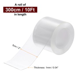HARFINGTON 3pcs Double Sided Nano Tape 10FT x 2" x 0.04" Multipurpose Removable Clear Mounting Tape Washable Waterproof Picture Hanging Adhesive Strips for Walls Carpets Posters Decor