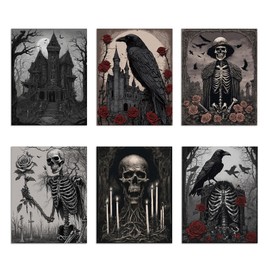 El juego de arte de pared de lona de Halloween, murales de pared de Halloween, 6 murales fantasmas sin marco, con retratos de miedo 3D, perfectos para crear un ambiente embrujado en fiestas o en tu