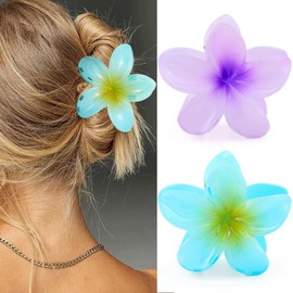 BARTOSI Flower Claw Clips Hawaiian Floral Hair Clips Medium Hair Claw Clip Summer for Women (Pack of 2)