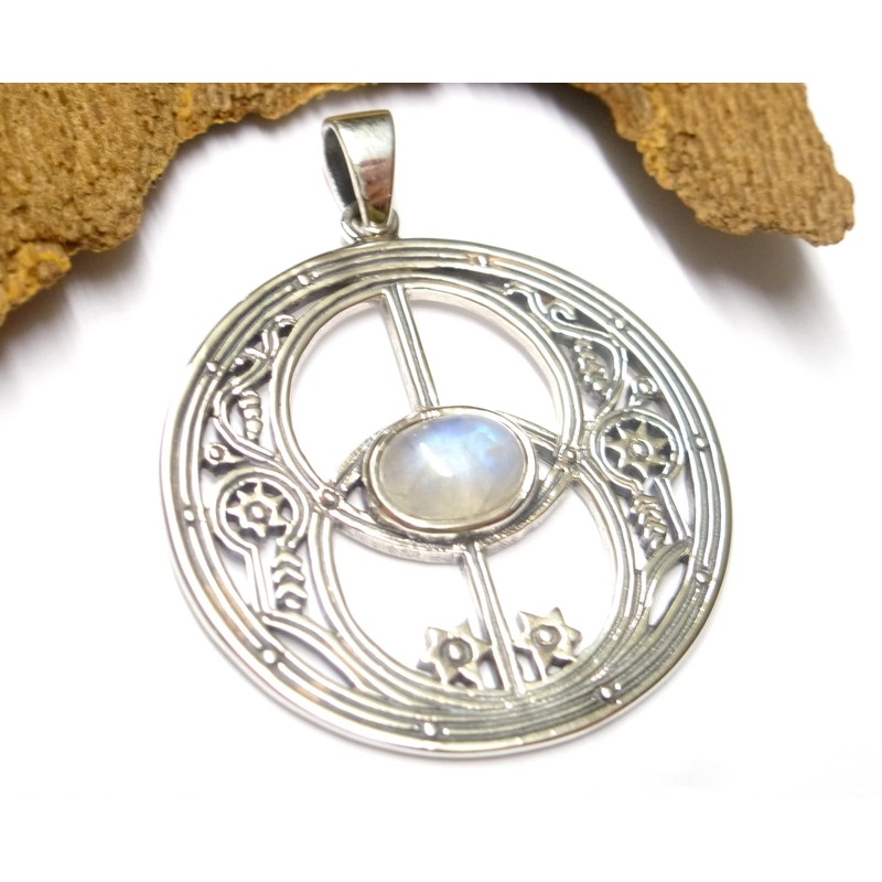 Silver Moonstone Pendant "Avalon" Design Made of Sterling Silver with