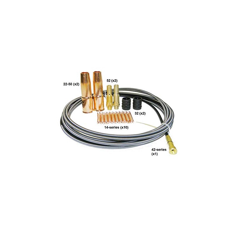 WeldingCity Accessory Kit (.035") Contact Tip-Gas Nozzle-Gas Diffuser-Nozzle Adapter-Wire Liner