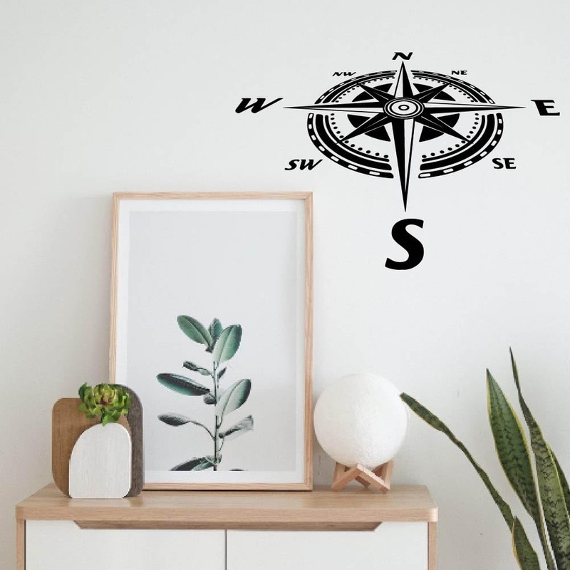 SUPERDANT Compass Wall Sticker Compass Direction Wall Sticker Art Wall
