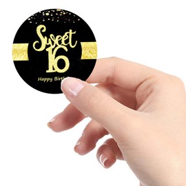 Sumerk 48 PCS Sweet 16 Stickers Large Bottle Stickers 16th Birthday Stickers Card Seals 2 INCHES Round Happy Birthday Party Favors Stickers