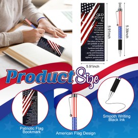 Sayglossy 120Pcs Veterans Day Souvenirs Gifts Bulk 40 American Flag Ballpoint Pens 40 Silicone Wristband and 40 USA Patriotic Bookmarks Patriot Day Gift Bulk for Veteran Party Decoration Church Favors