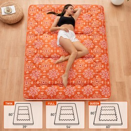 Dr.Futon Japanese Floor Futon Mattress Extra Thick Folding Roll Up Bed Topper Mat for Guest,Lounger and Tavel