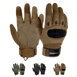 PHOSPHORO® Guantes con Proteccion de Nudillos. Guantes Motociclista Tipo Militar y Ajustable. Guantes tacticos Resistentes, protección de Golpes. Gloves (Arena, Grande)