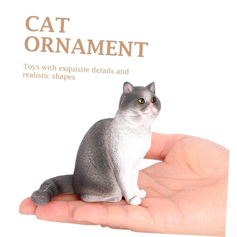 BIUDECO Adorable Cat Figurine Lifelike Desktop Cat Statue for Home