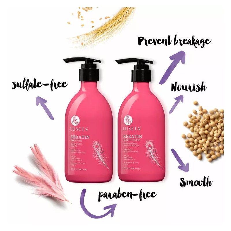 Luseta Keratin Smooth Shampoo Conditioner Serum Mask 4pcs Set Straight